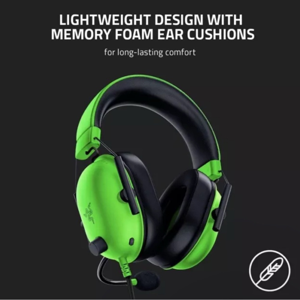 Razer Blackshark V2X Gaming Headset(green)Memory Foam Cushion 7.1 Surround Sound